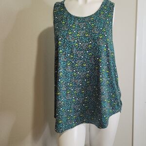 Cynthia Rowley XL tank top stretch pullover sleeveless flower green garden soft